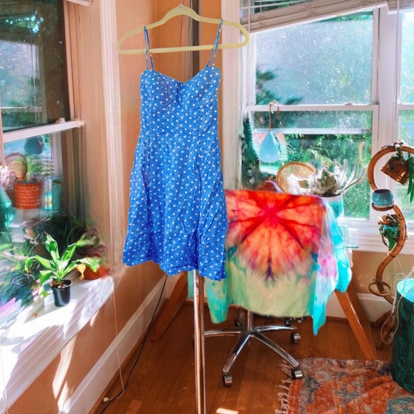 Dresses & Skirts - polka dot blue bustier dress ✨